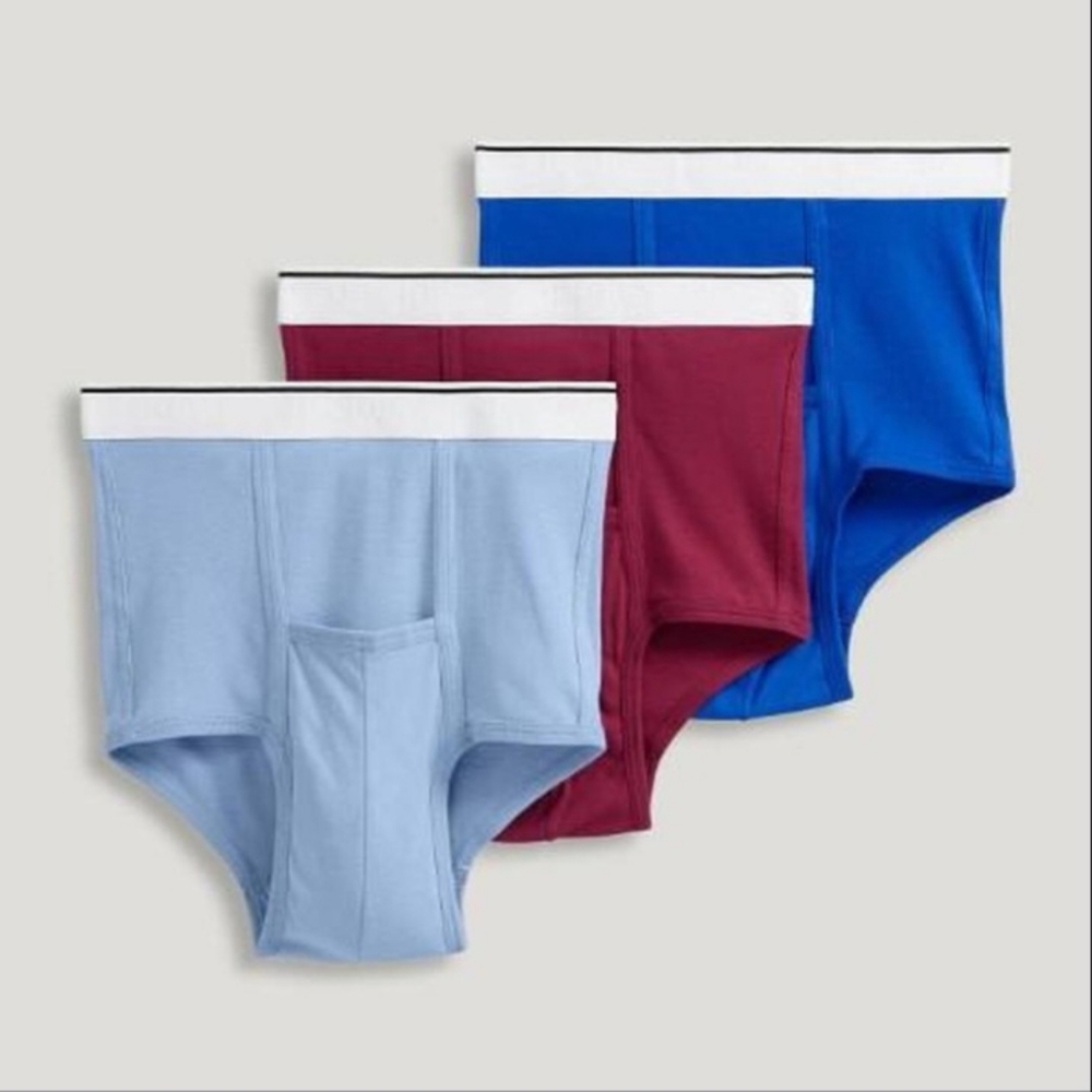 3-Pack Jockey Pouch H Fly Design Briefs Full Rise Men's L Blue Red Pear New!